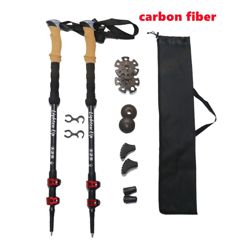 Hiking Rod Pack Adjustable Carbon Walking Walking Stick Cane - Rugged Lightweight Hiking Cane With Accessory Telescopic Stick: Default Title