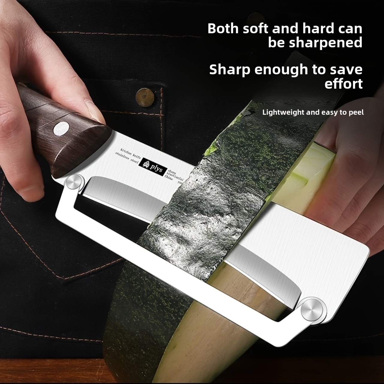 Éplucheur en acier inoxydable avec manche en bois pour éplucher et trancher des fruits et légumes | Fonctionnement durable et fluide