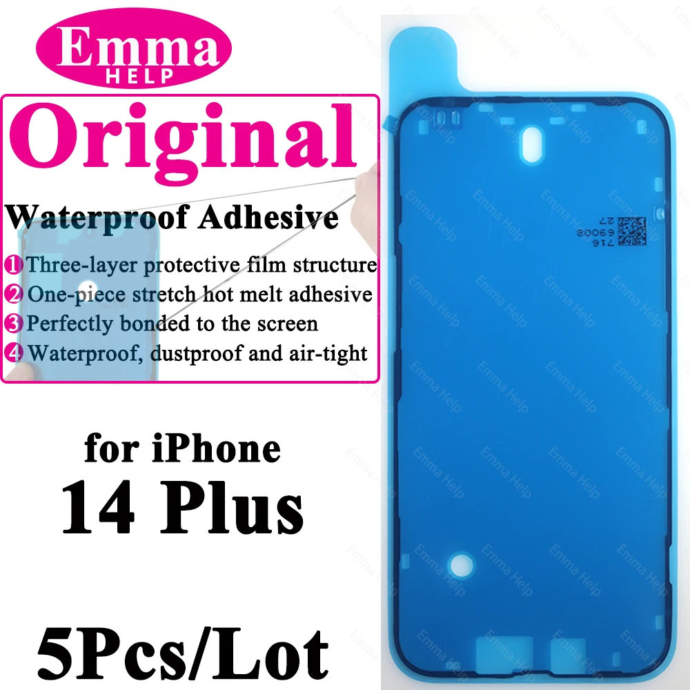 5 uds pegatina impermeable para iPhone 13 12 11 Pro Max 14Plus 3M adhesivo marco de pantalla LCD sello reparación adhesivo accesorios para iphone: Transparente