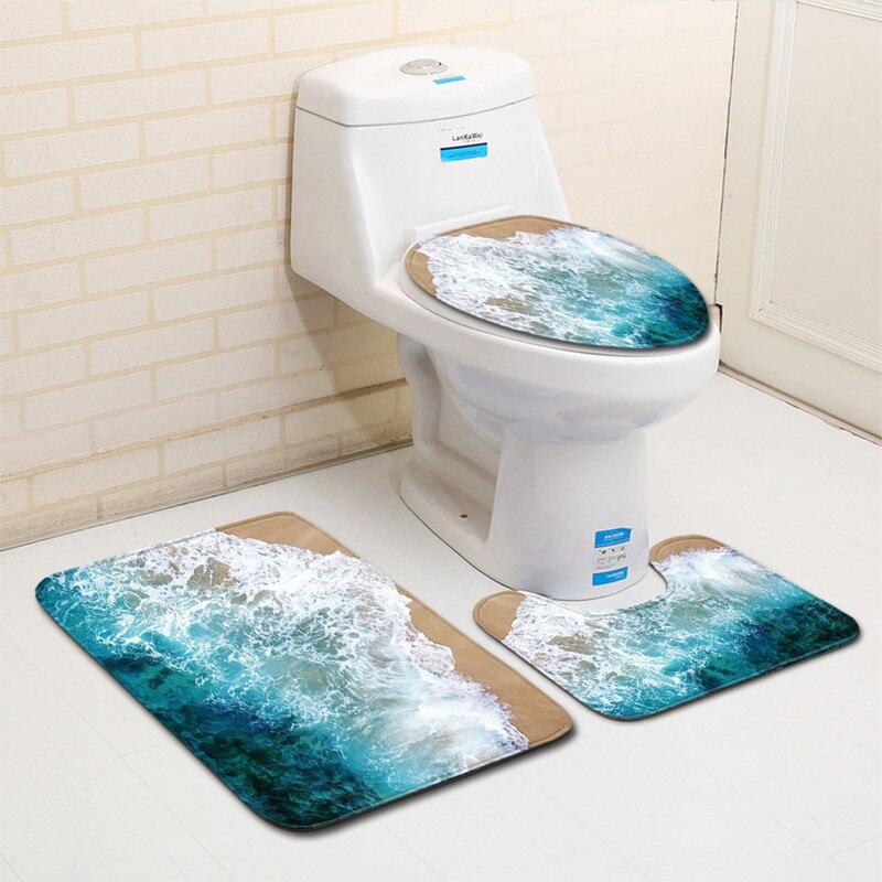 3 Stks/set Zeester Wc Mat Coral Fluwelen Voor Antislip Zachte Toilet Badmat Accessoires Keuken Tapijt Deurmatten home Decor