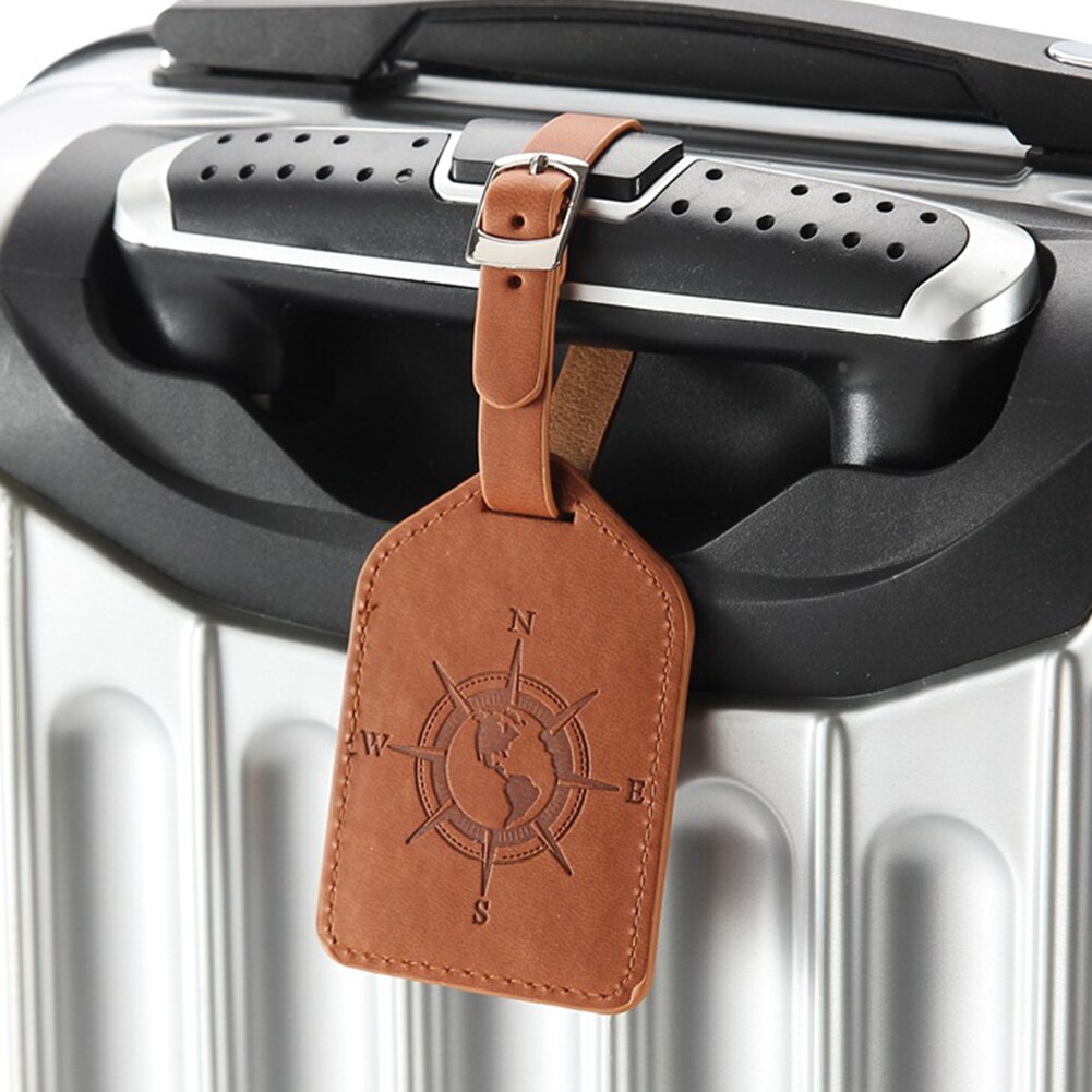 PU Leder Gepäck Tag Leichte, Tragbare Sichtbar Adresse Reise Label Tasche Vintage Stil Tragen Einstellbare Schnalle: Coffee