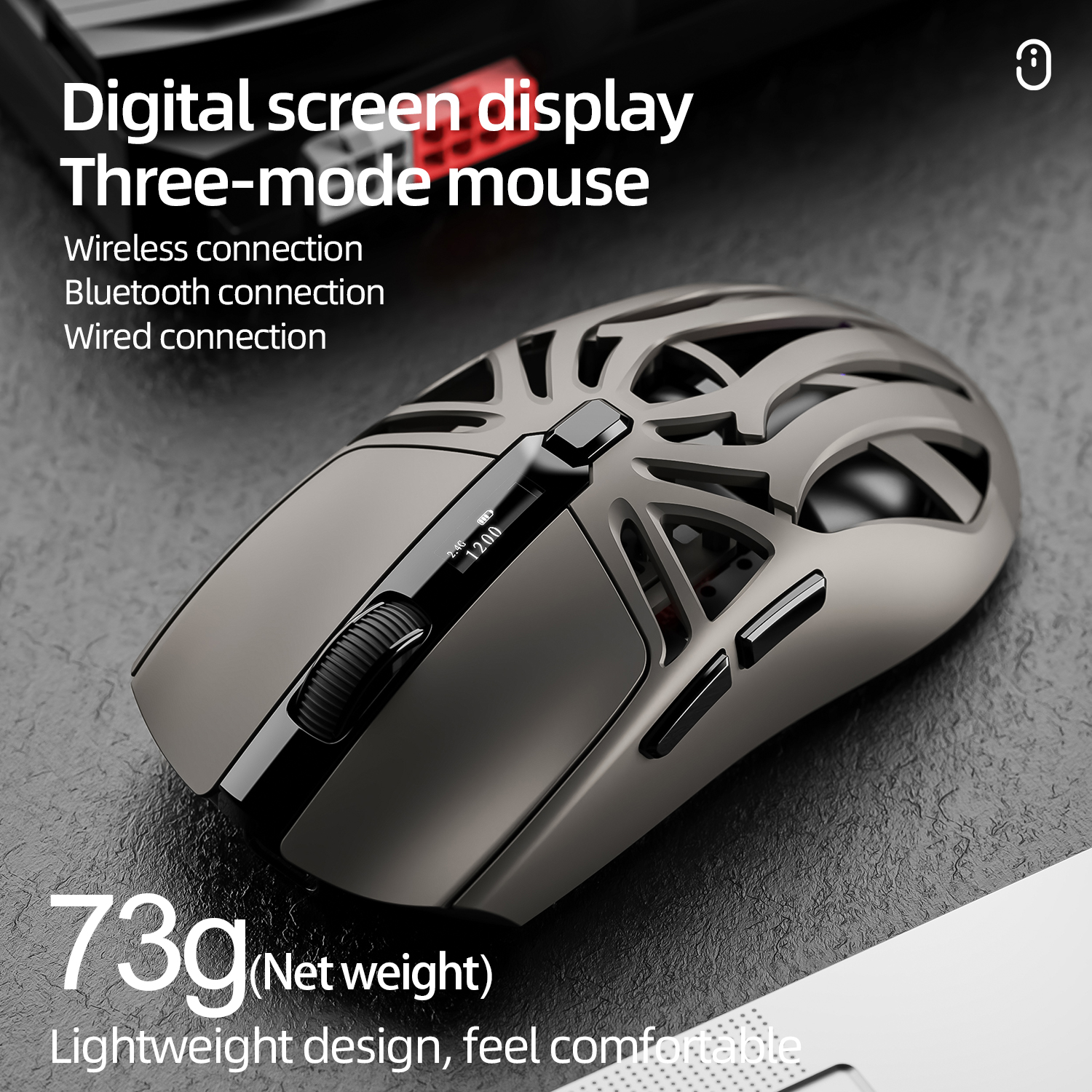 Ratón Bluetooth SMAILWOLF RS8 1000Hz, 10000dpi, conexión de tres modos, ratón macro ligero para juegos, ordenador portátil