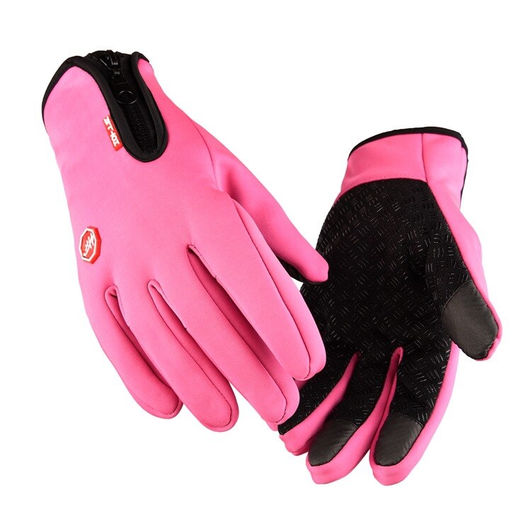 Unisex screen Winter Thermal Warm Cycling Bicycle Bike Ski Outdoor Camping Hiking Motorcycle Gloves Sports Full Finger: Rose Red / L