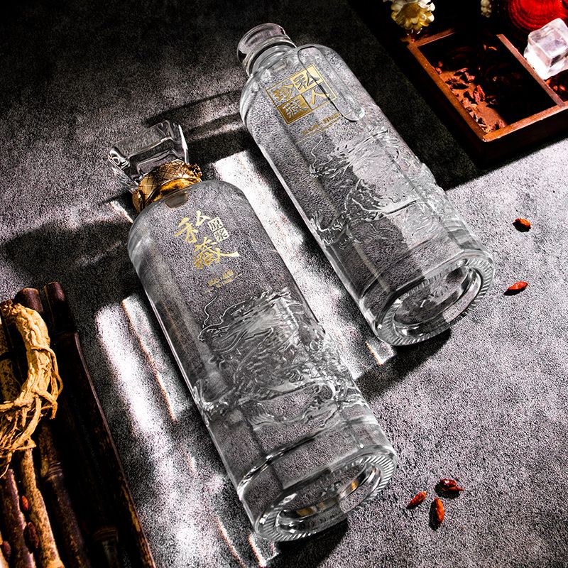 Decantador de whisky con grabado de dragón, botella de Alcohol de forma redonda de vidrio sin plomo, licor único para Bar y decoraciones de , 500ML