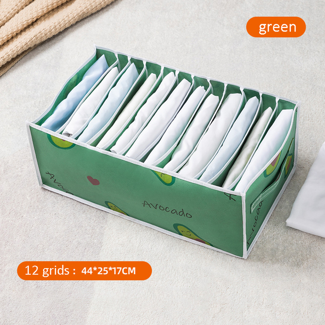 Clothes Organizer for Folded Clothes Large Capacity Wardrobe Clothes Storage with Reinforced Handle for Sweaters Underwear: Green / 7grids