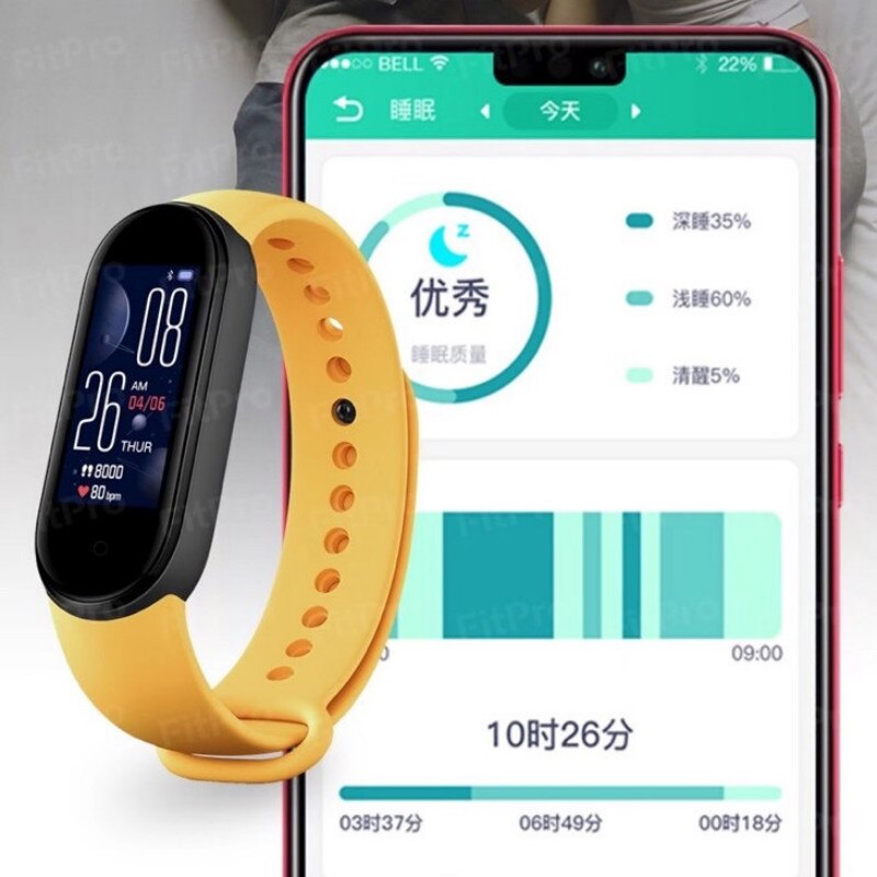 M5 Smartwatch - Fitness Tracker, Blood Pressure Monitor, LED Screen, Silica Band