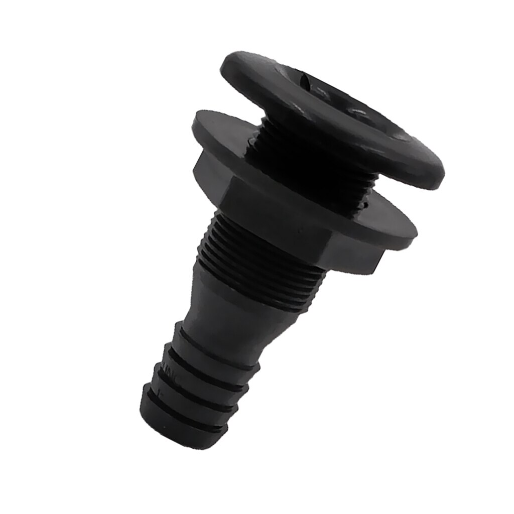 Black Boats Thru Hull Plumbing Fitting for 3/4'' Hose with Stainless Steel Covered