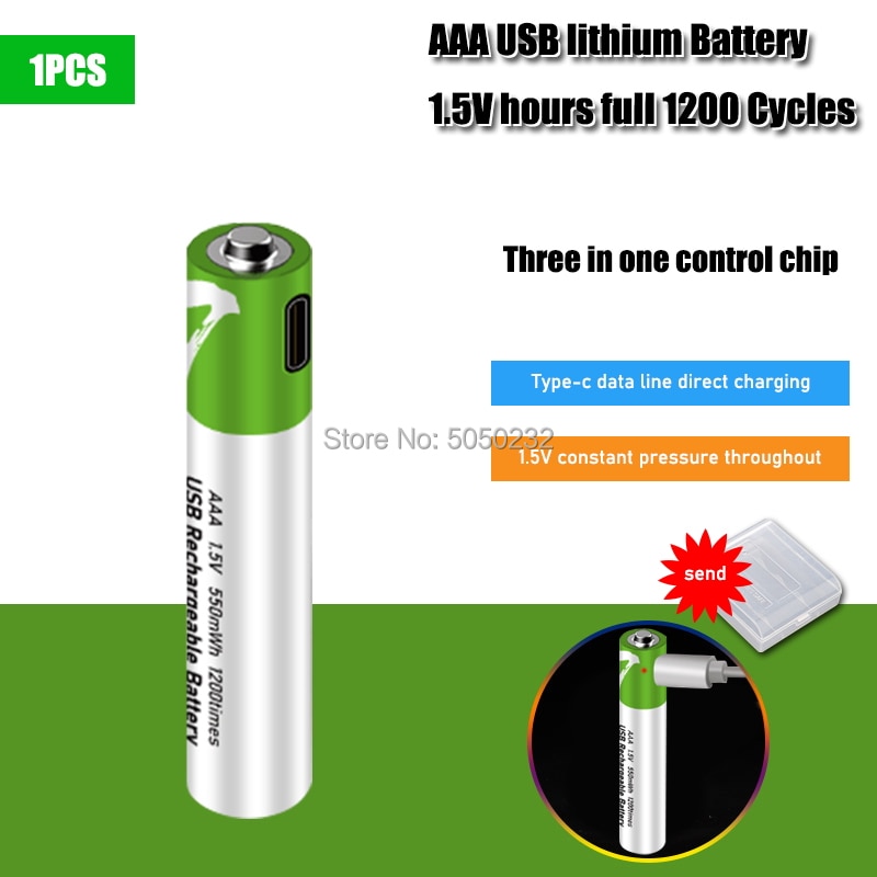 1,5 V Mirco USB Akku 550mwh AAA Spielzeug fernbedienung batterien Lithium-Polymer Batterie + Batterie lagerung Kasten: 1Stck Batterie