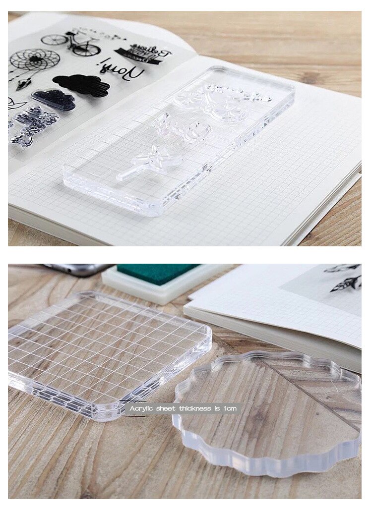 PAPERMANIA Clear Acrylic Stamp Block Rubber Mount Acrylic Clear Block Rubber Stamp Base