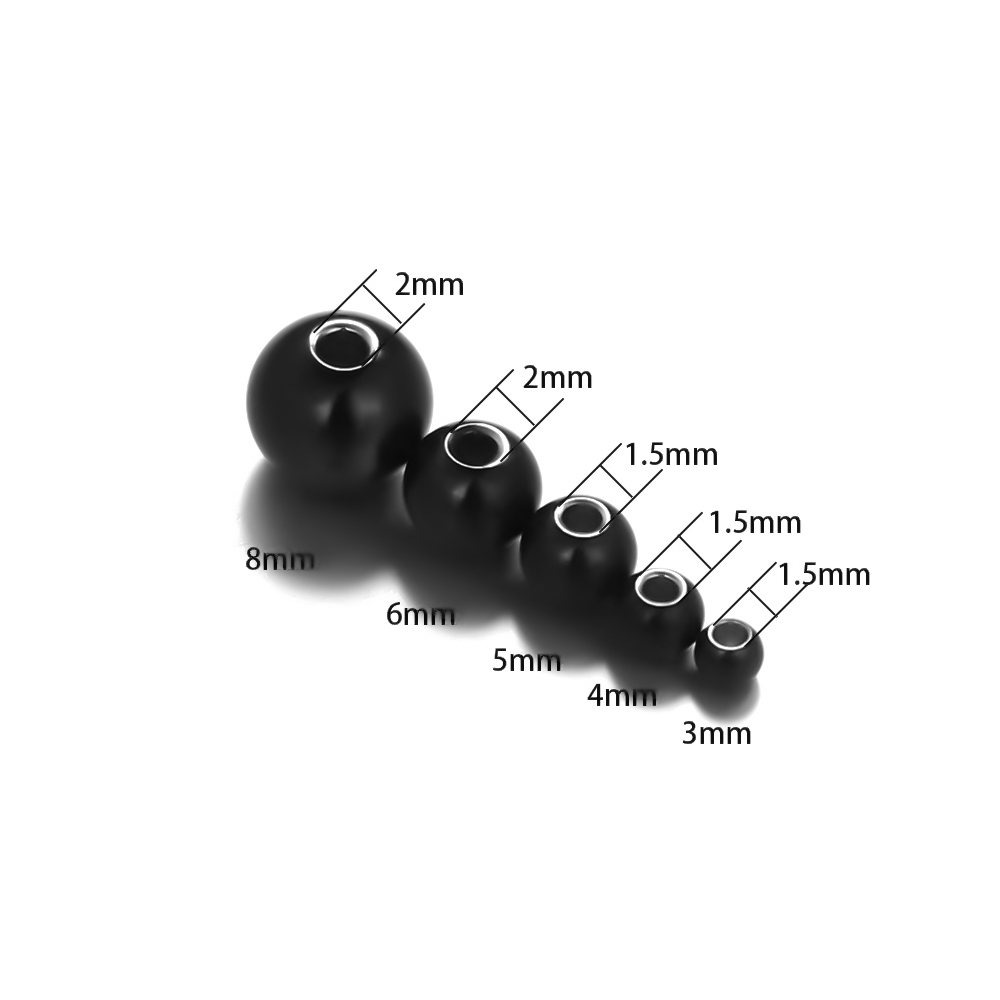 3 - 8mm lösa pärlor i rostfritt stål, guldfärgade, armband, halsband, berlocker, distanspärlor för gör-det-själv-smyckestillverkning, bulkmaterial: Svart / 4mm