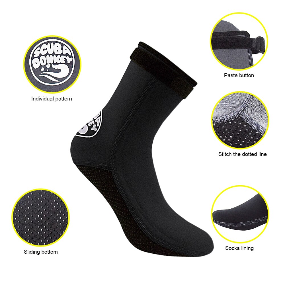 3MM Neoprene Diving Socks Adjustable Buckle Beach Water Socks Anti-Slip Diving Surfing Boots for Men Women