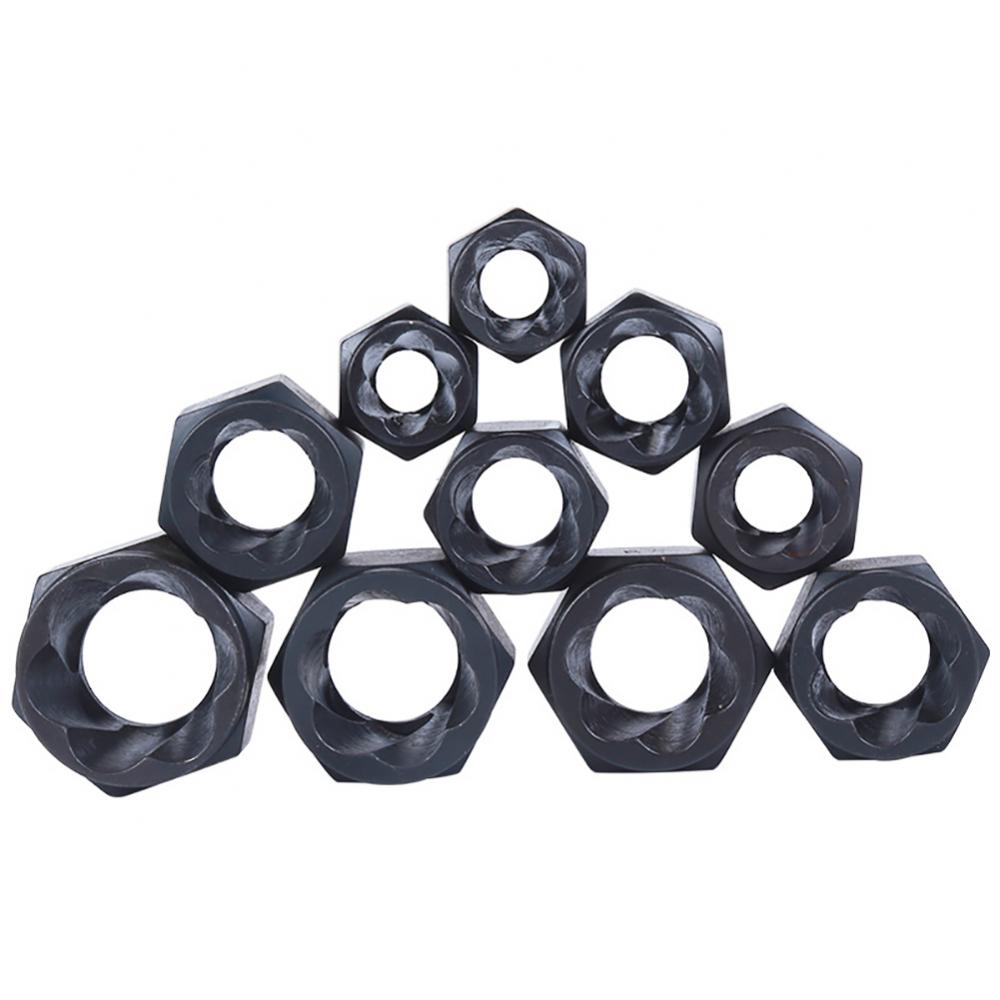 10Pcs Metal Bolt Nut Remover Extractor Kit Damaged Stripped Socket Wrench Set