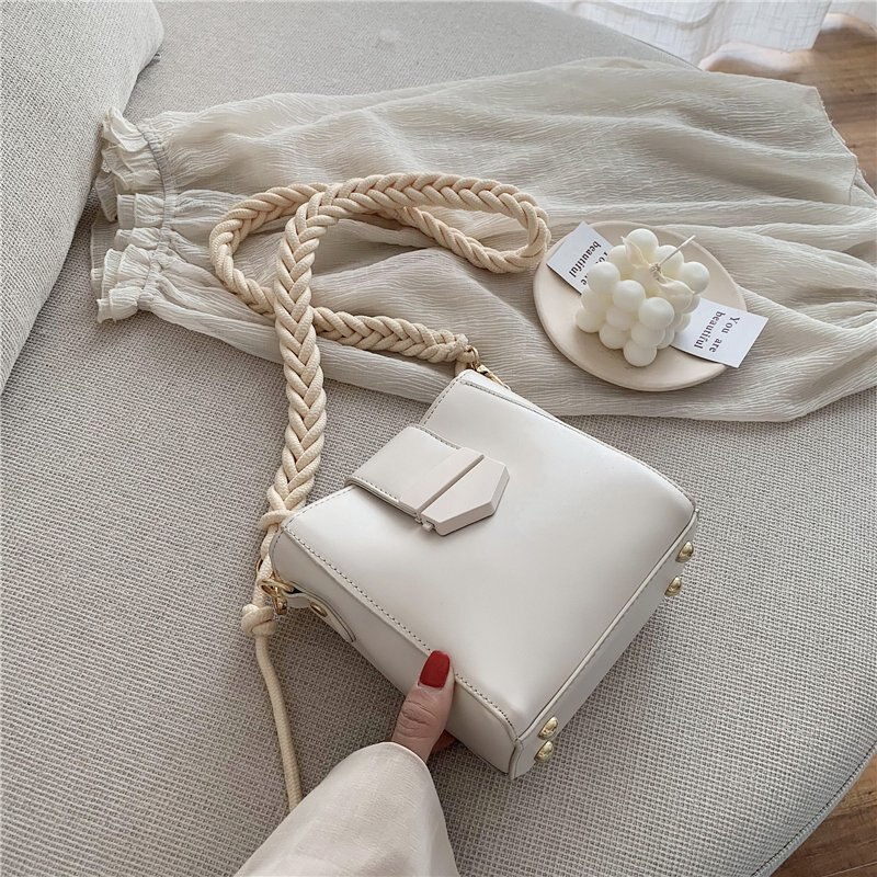 Corda di canapa della cinghia di spalla di Cuoio dell'UNITÀ di elaborazione sacco A principale Femme viola Borsa con Tracolla per Le Donne 2020 di proprietà Piccola Spalla Borse Femminile: Beige