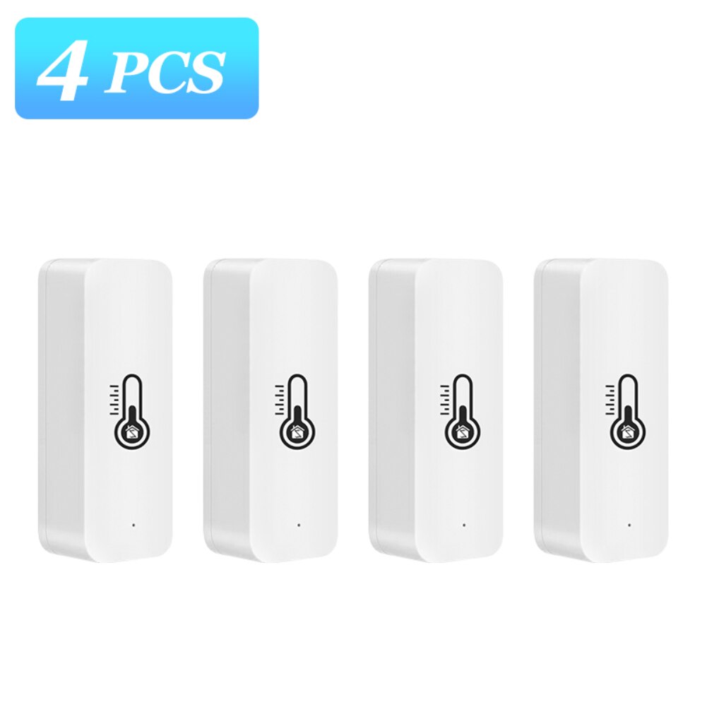 Sensor de temperatura y humedad para interiores, higrómetro, termómetro, funciona con Alexa, Google Smart Life, Tuya, WiFi o Zigbee: 4 sensors 01 / WiFi