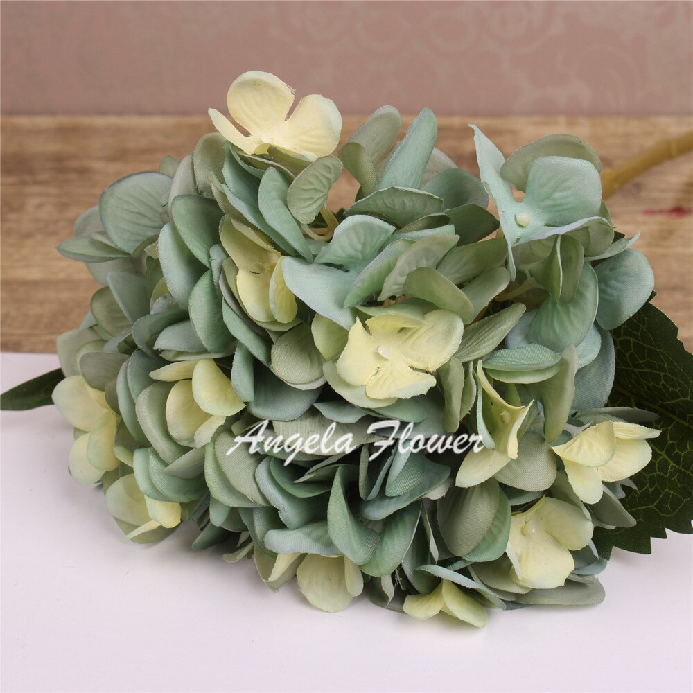 Hei -q 1 stk 46cm kunstige blomster hortensia blomster 7 farger hjemmedekorasjoner for bryllupsfest fotografering: B blå