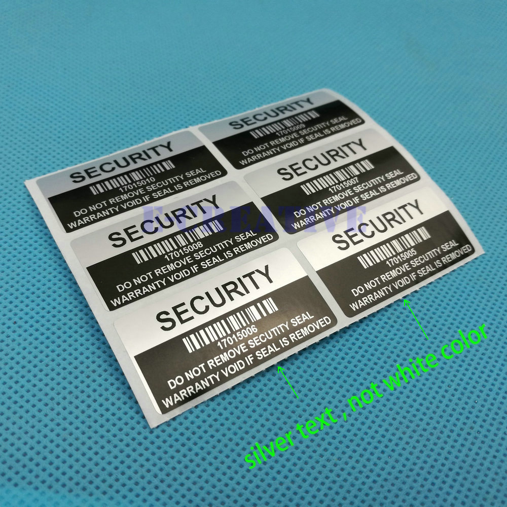 100 x Zilver LEEGTE Security Verwijderd Verzegelde Garantie Sticker Serienummer