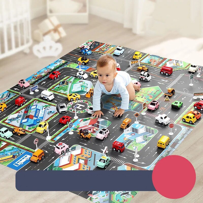 Kids Play Mat City Road Buildings Parking Map Game Scene Home Traffic Map Kids Carpet Map Educational Toys Children Baby