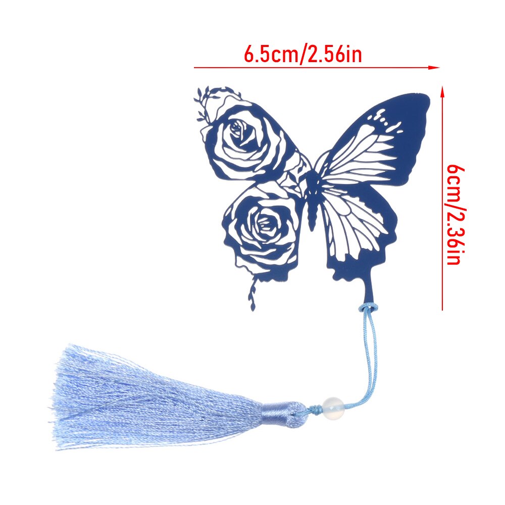 1PC Retro Brass Bookmark Tassel Pendant Butterfly Rose Book Clip Pagination Mark Stationery Student Cartoon Metal Bookmark