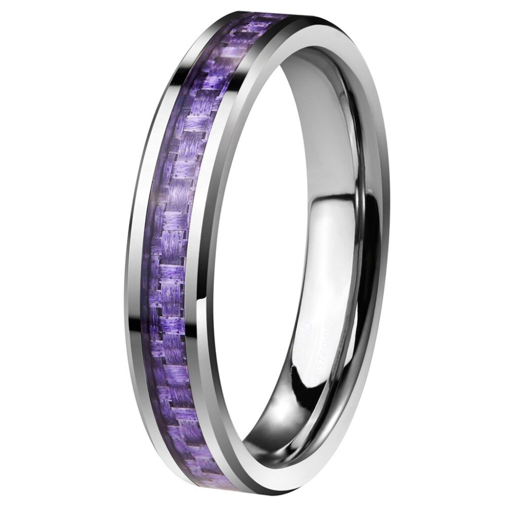 4mm Hartmetall Lila Kohlenstoff Fiber Inlay für frauen Hochzeit Bands Paar Ringe Komfort passen