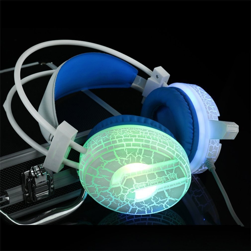 Gaming Headsets Gamer Headphones Surround Sound Stereo Wired Earphones USB Microphone Colourful Light PC Laptop Game Headset