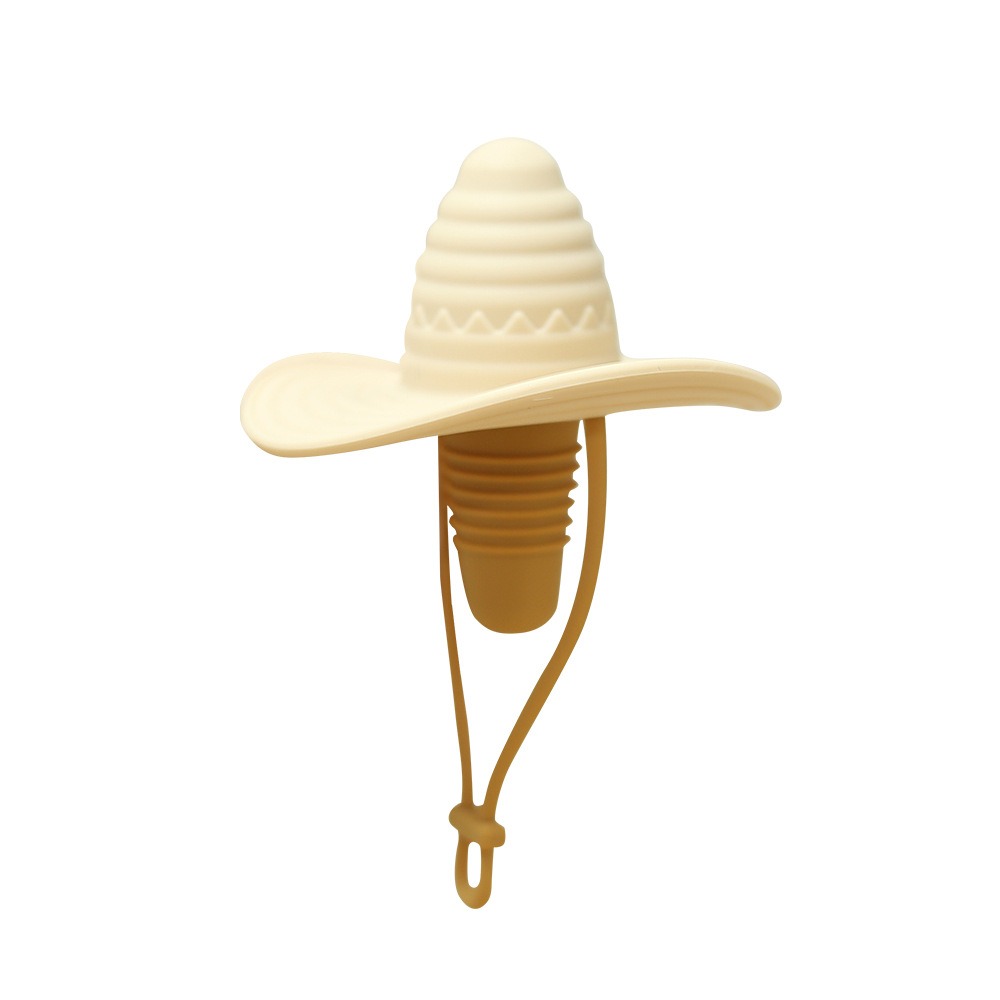 Cowboy Hat Shape Wine Bottle Stopper Reusable Leak Proof Silicone Champagne Bottle Stopper Wine Bottle Cap for Bar: Dark Khaki