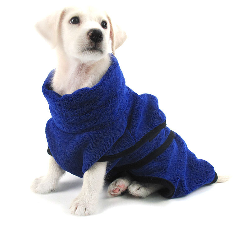 Pet Towel Dog Bathrobe Super Absorbent Pet Drying Towel Microfiber Dog Bath Towels Quick-Drying Cat Bath Towel Pet Cloak: Blue body / M