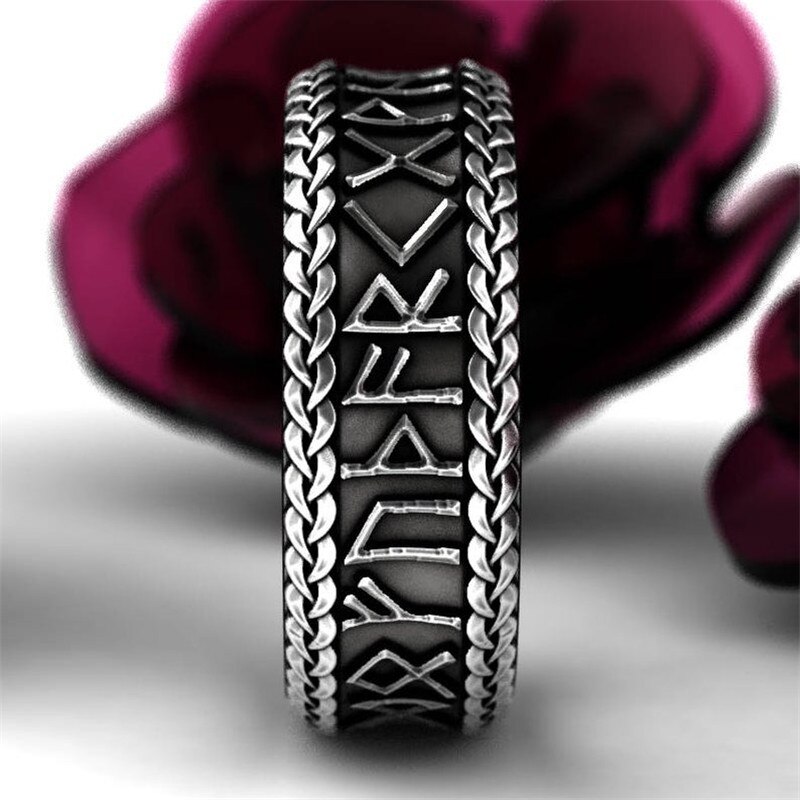 FDLK Vintage Style Zinc Alloy Ring Men And Women Mysterious Charm Carving Punk Ring Special Occasion Jewelry