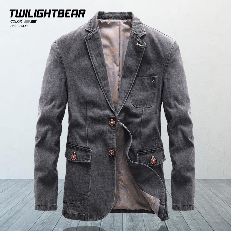 Chaqueta vaquera de gran tamaño para hombre, prendas de vestir exteriores, ropa de calle ajustada, Blazer informal, traje, primavera y otoño, novedad