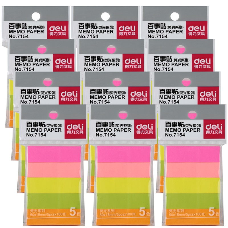 Een Pakket Vijf-Kleur 50*15 Mm Nota 100 Pagina/Kleur Notitie Kleur Pasta N keer Post Indicator Deli 7154