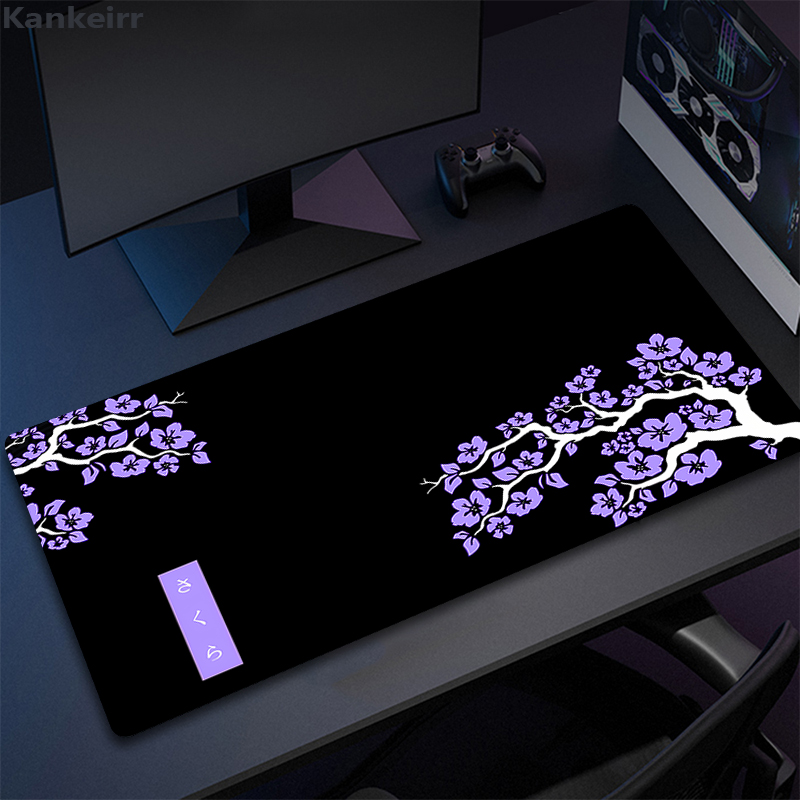 Lila sakura musmatta stora musmattor pc gamer musmatta kontorsmusmattor kawaii skrivbordsmatta gummimattor för tangentbord 900 x 400: 40 x 30 cm / Vit