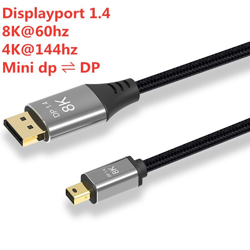 Mini DP to DP cable 4K@144hz 8K@60Hz Thunderbolt Mini DP to Displayport cable Bi-direction DP to Mini dp 1.4 cable for Macbook