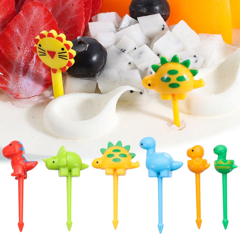 6-30PCS Cute Mini Cartoon Animal Farm Toothpicks Reusable Children Fruit Forks Vegetable Crockery Toddler Eating Accessories