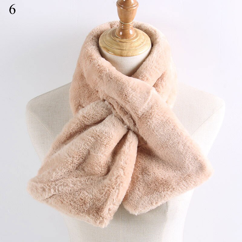 Imitatiebont warme dames sjaal winter dikke snood sjaal imitatiebont zachte sjaals effen kleur kraag sjaal voor dames: 6