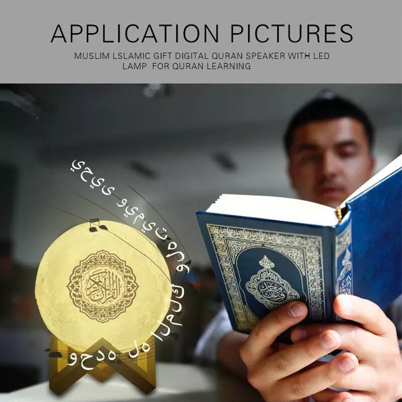 Hellig muslim islam arabisk bluetooth trådløs koranhøjttaler med fjernbetjening touch lampe koran natlys måne koranafspiller