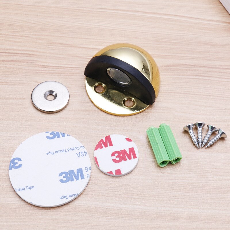 Stainless Steel Rubber Magnetic Door Stopper Non Punching Sticker Hidden Door Holders Floor Mounted Nail-free Door Stops: Gold Bronze