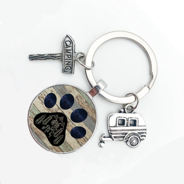 Cute Camper Wagon Keychain, I Love Camping Keychain, Trailer Signpost Keychain, Vacation Travel Memorial: 17