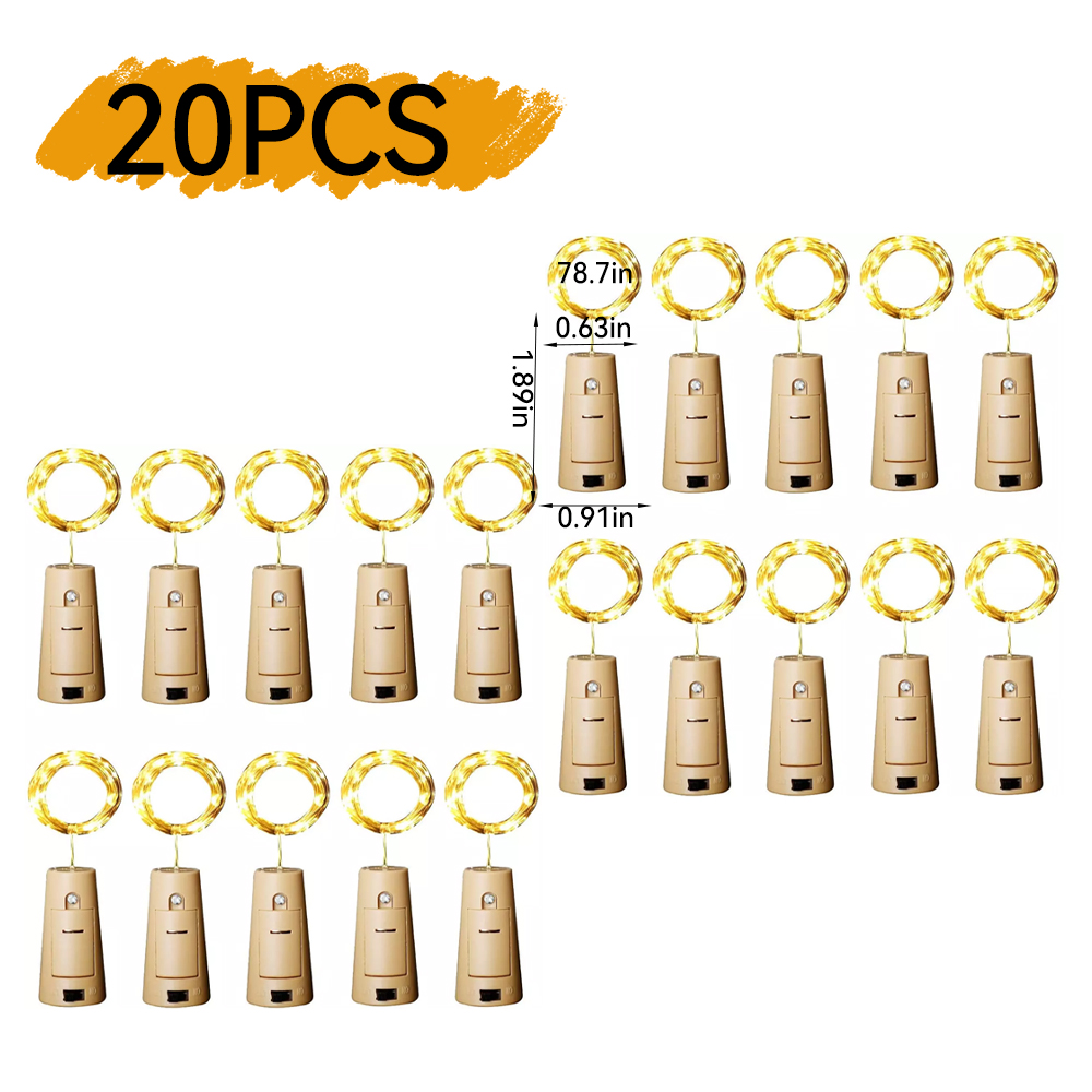 Flaschenverschluss Licht Led Kupferdraht Licht 2m Schnur Flaschenverschluss Schnur Hochzeit und Dekoration Atmosphäre Licht: WHITE