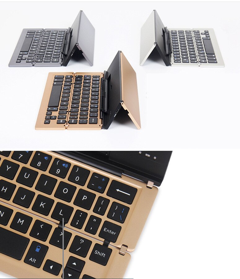 Metal Foldable Wireless Bluetooth Ultra-Thin Keyboard Mobile Phone Stand Tablet Universal Tablet Keyboard For IOS Android Window