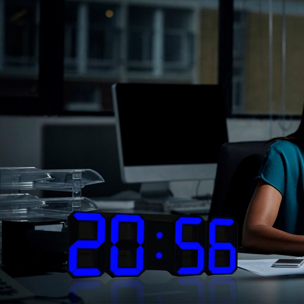 Digitalt vægur 3d led display vækkeure køkken kontorbord desktop vægur moderne 24 or 12 timers display