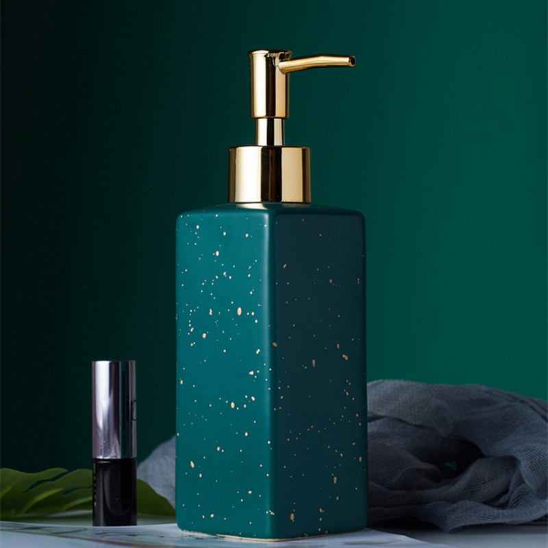 Matte black/white/green gold point pattern bathroom hand soap dispenser ceramic lotion bottle soap dish Bathroom supplies