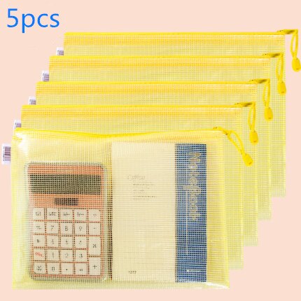 Verdikte A4 Document Zak Transparante Grote Capaciteit A4 Test Papier Opbergtas Briefpapier Waterdicht Etui Kantoorbenodigdheden: A4 yellow  5pcs