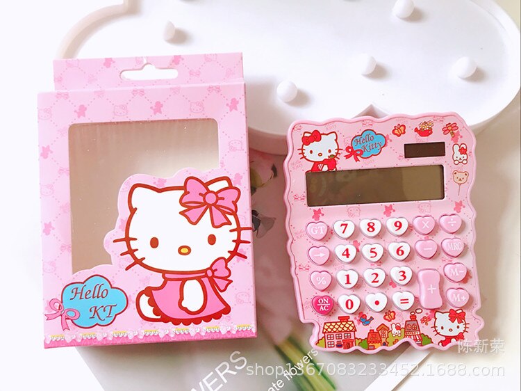 12 Digits Solar Cute Kitty Calculator Solar Clear Calculator With Pen And Notebook Calculated Calculadoras Learn Blessings