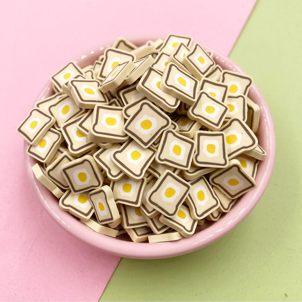 100g Mini Cute Toast Bear Dog Clay Slices Polymer Clay Sprinkles for Crafts DIY Making Scrapbook Phone Nail Art Decoration: Toast