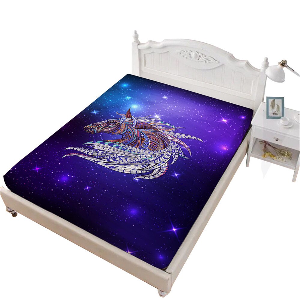 Drap de lit de styliste pour Animal cheval | Violet Galaxy, drap housse, vêtements colorés, couvre-matelas roi reine, Textile pour la maison D40