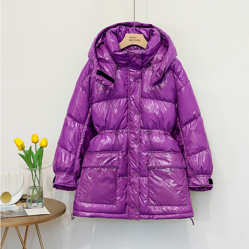 neue Frauen Weiße Ente Unten Jacke Winter Helle Farbe Warme Mantel verlieren Mittel Lange Unten Parka Weibliche Wasserdichte Outwear