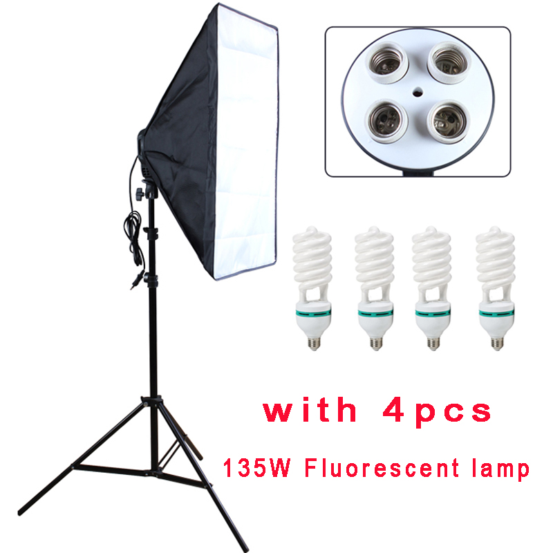 Photography Softbox Lighting Kit 50*70cm Four Socket Lamp Softbox E27 Lamp Holder Photo Soft Box For Photography Photo Studio