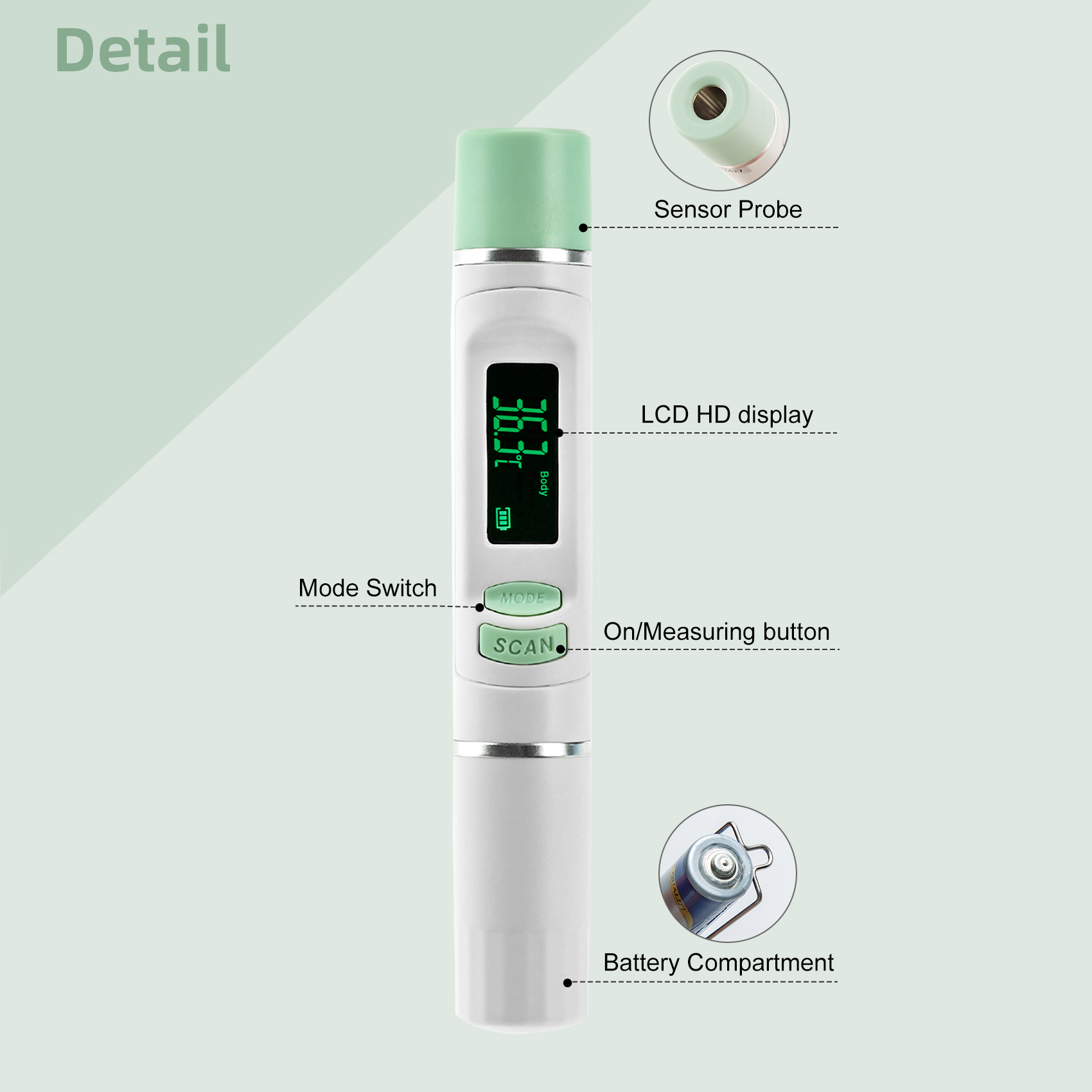 Mini Portable Infrared-Thermometer 3 Temperature Modes for Family and Baby Use Thermometer ( Deliver without Battery)