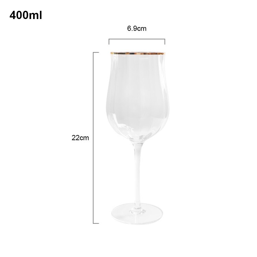 2PCS/Set Tulip Shape Lead-Free Crystal Glass Goblet Rib 150-400ml Red Wine Cocktail Whiskey Champagne Glass Wine cup: A