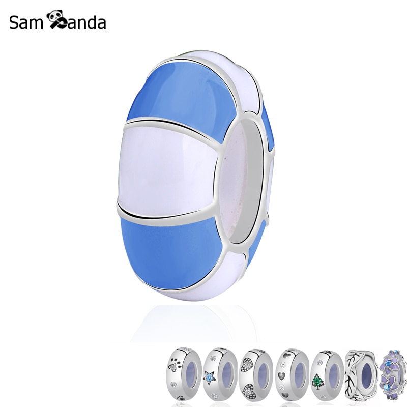 Authentic 925 Sterling Silver Smooth Round Spacer Stopper Beads Fit Original Bracelets For Jewelry making