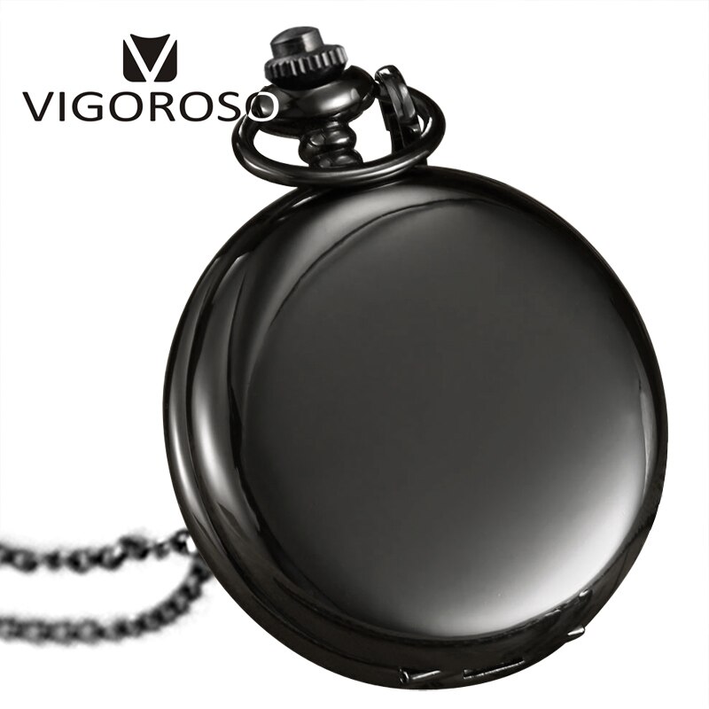VIGOROSO-reloj de bolsillo de cuarzo para hombre y mujer, cronógrafo con números arábigos, esfera blanca, Estilo Vintage, Color plateado,: Black